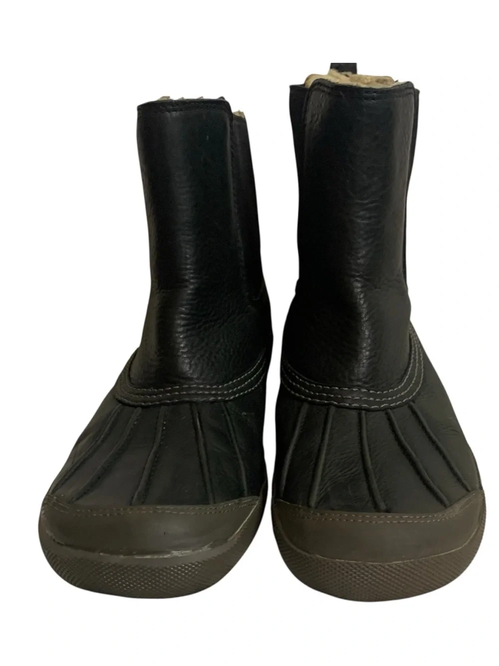 UGG Romosa Black Waterproof Leather Chelsea Pull-On Duck Boots Size 10